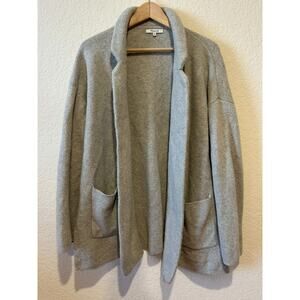 Madewell Thick Wool Cardigan Size M Oatmeal Gray Elbow‎ Patches Capsule Wadrobe